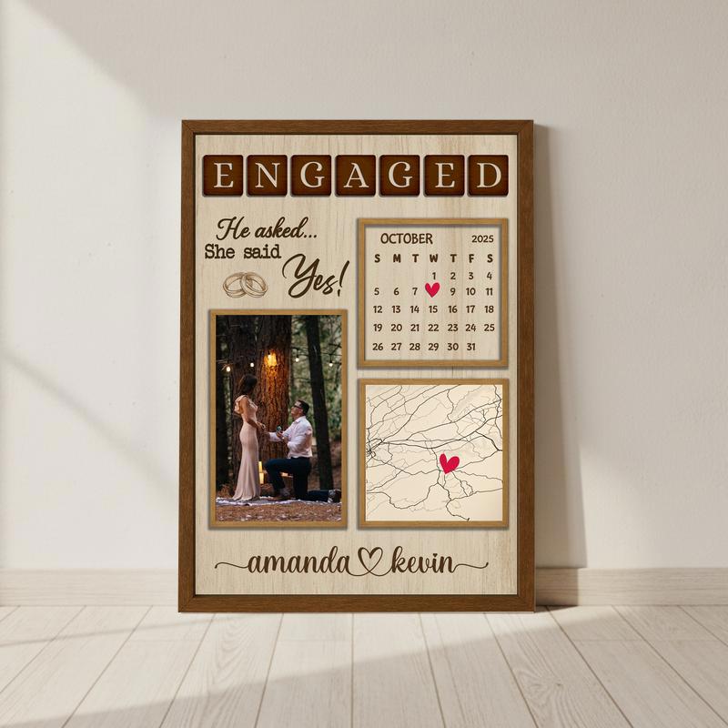 Where We Said Yes - Personalized Map & Calendar Print Canvas - Personalize Wall Art