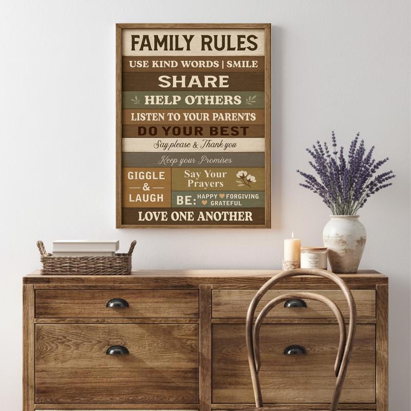 A Timeless Rustic Touch - Farmhouse Family Rules Art Canvas