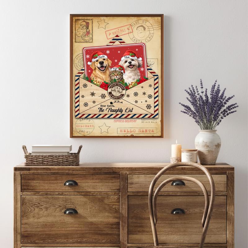 Adorable Custom Pet Portrait - Santa's Special Delivery Canvas