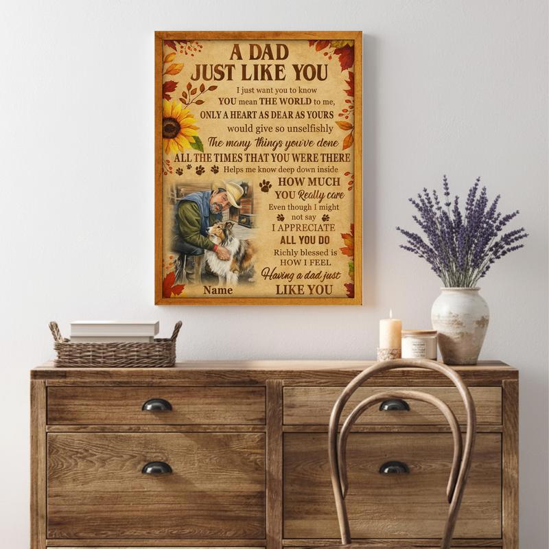 Beloved Dog Dad Photo Keepsake - Rustic Fall Thanksgiving Canvas