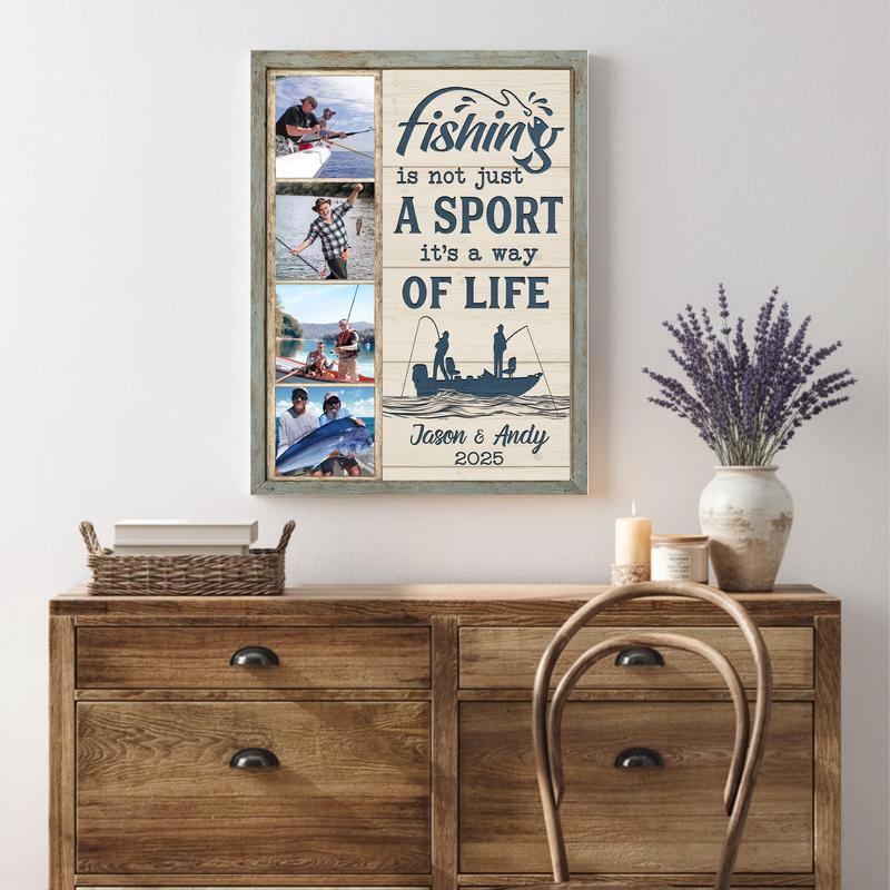 Coastal Fishing Memories Photo Canvas - Personalized Gift For Him