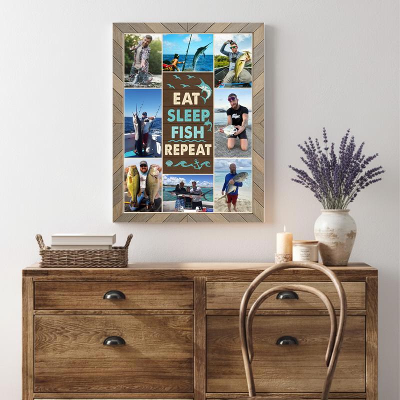 Custom Fishing Photo Canvas For Beloved Dad, Husband, Or Grandpa