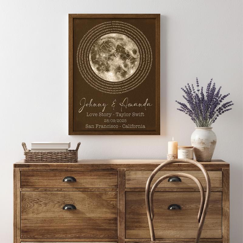 Custom Song Lyrics & Star Map Canvas - Couple Anniversary Gift