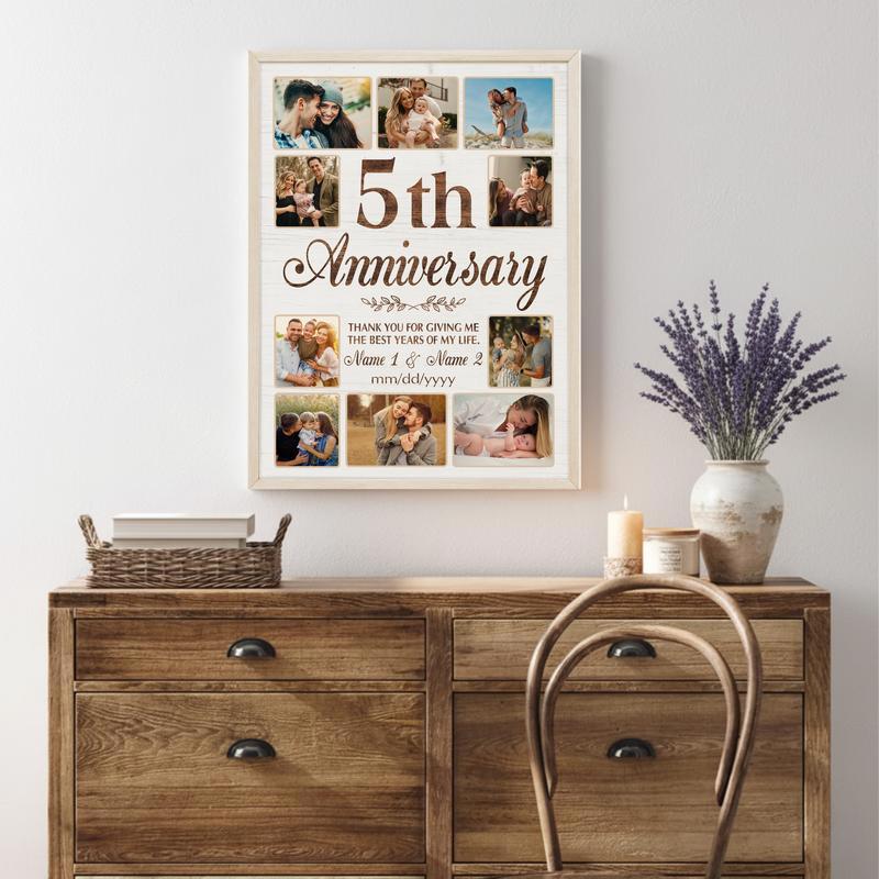 Custom 5th Anniversary Canvas - Years Together Gift For Couple