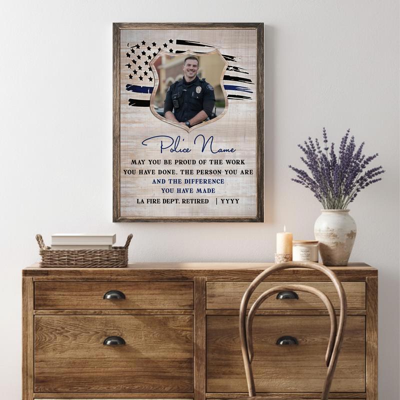 Honor His Service - Custom Police Retirement Gift Canvas