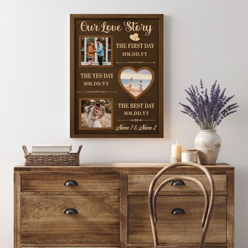 Love Story Timeline Canvas - Milestones Photo Gift For Couples