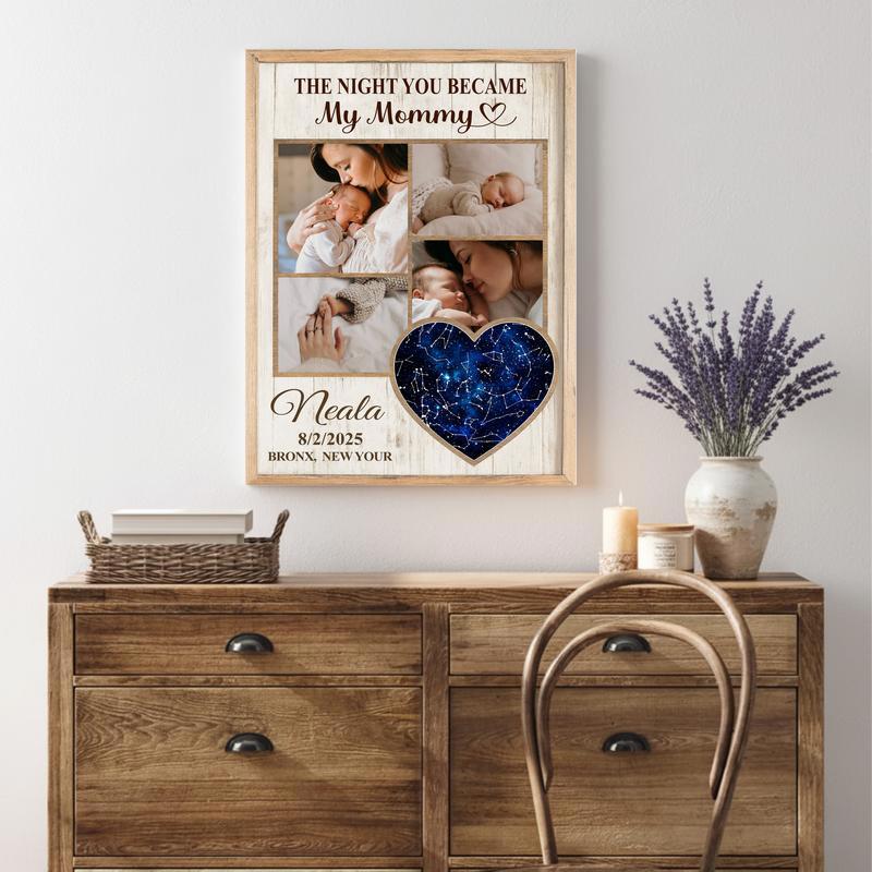 Meaningful Star Map Keepsake - New Mom Photo Collage Canvas
