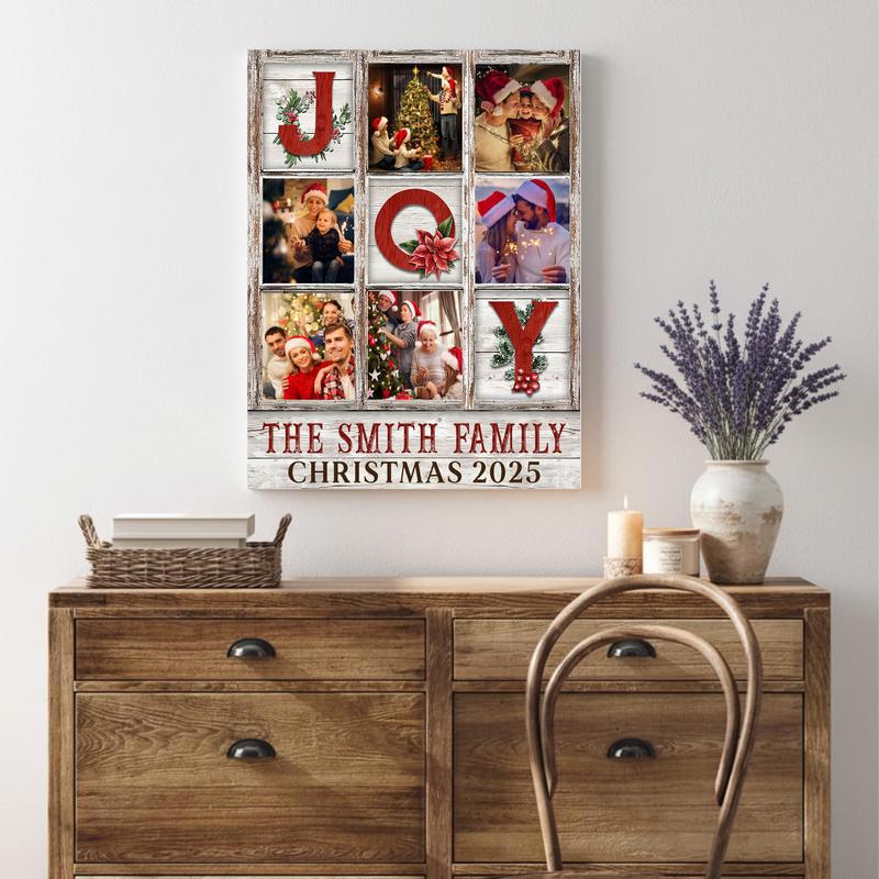 Personalized Family JOY Photo Canvas - Christmas Gift For Parents