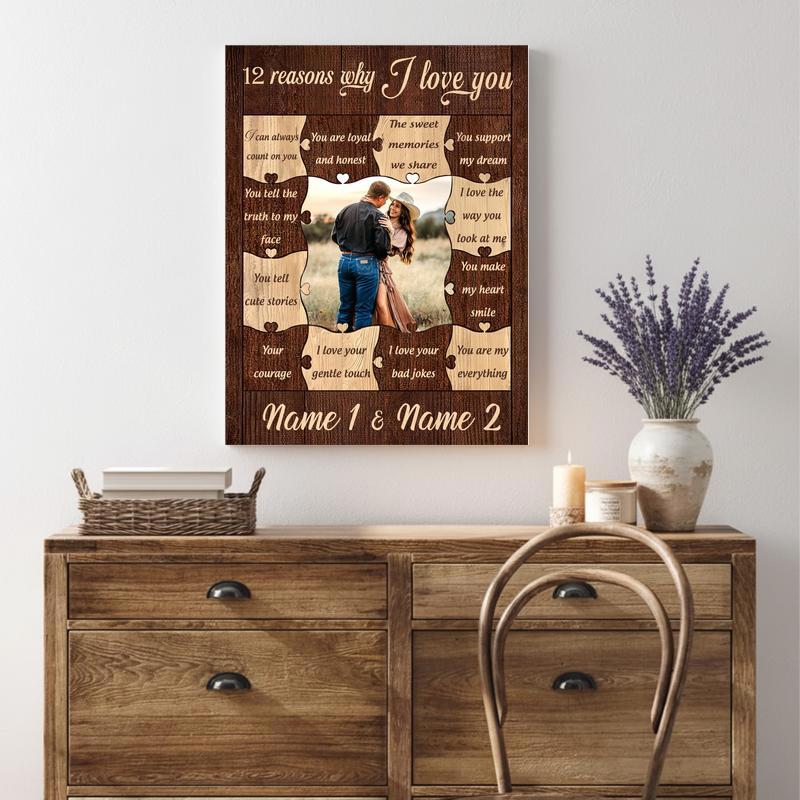 12 Reasons Why I Love You Canvas - Custom Couple Valentine Gift