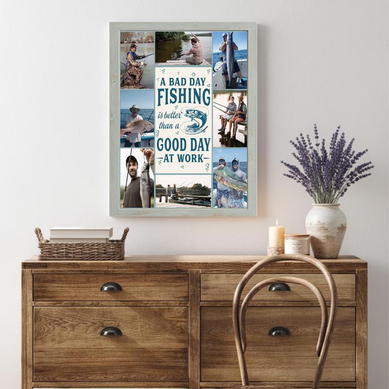 Rustic Coastal Custom Fishing Photo & Inspirational Quote Canvas