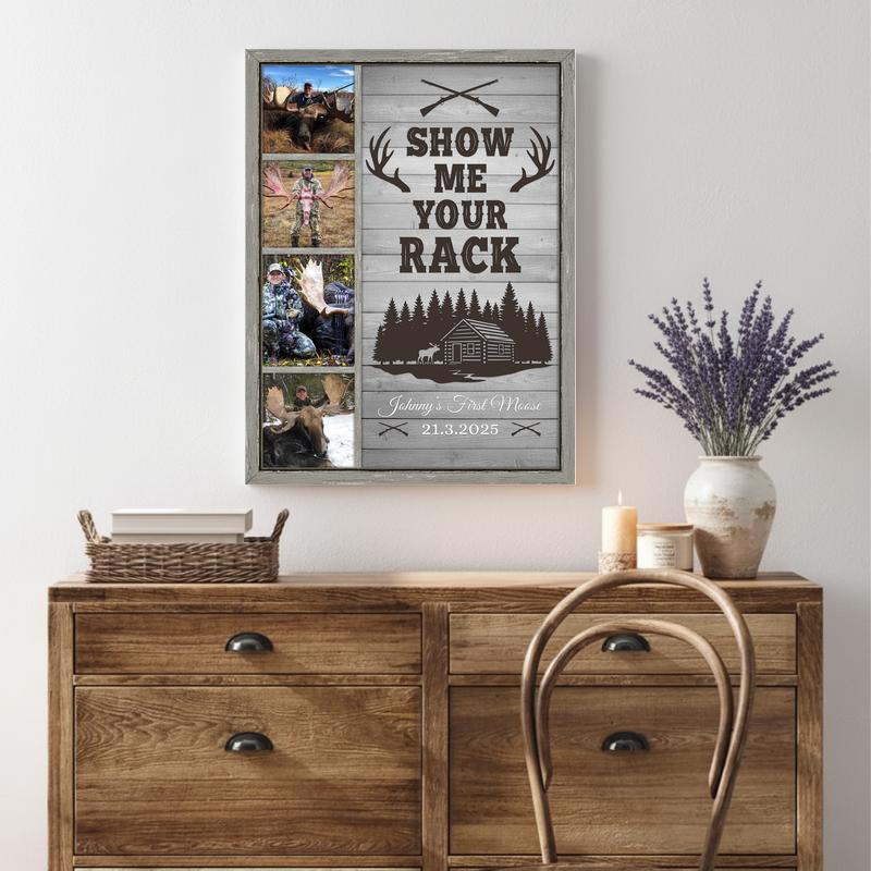 'Show Me Your Rack' Funny Personalized Moose Hunter Gift Canvas