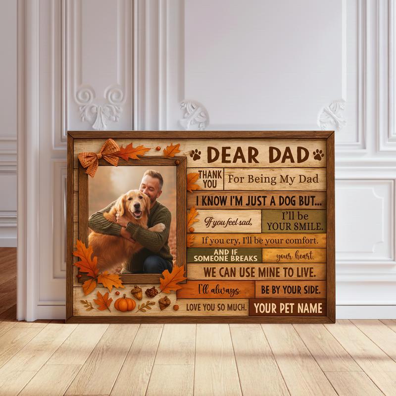 A Dog Dad's Perfect Thanksgiving - Custom Fall Portrait Art Canvas - Personalize Wall Art