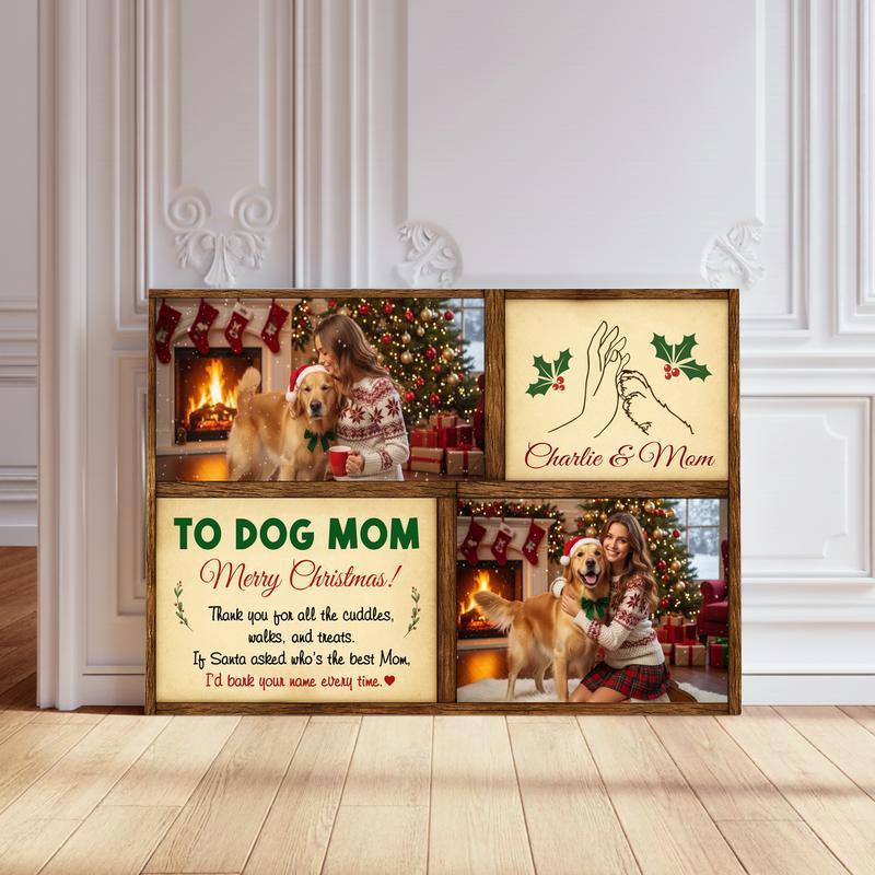 Best Dog Mom Christmas Personalized Photo Keepsake Canvas - Personalize Wall Art