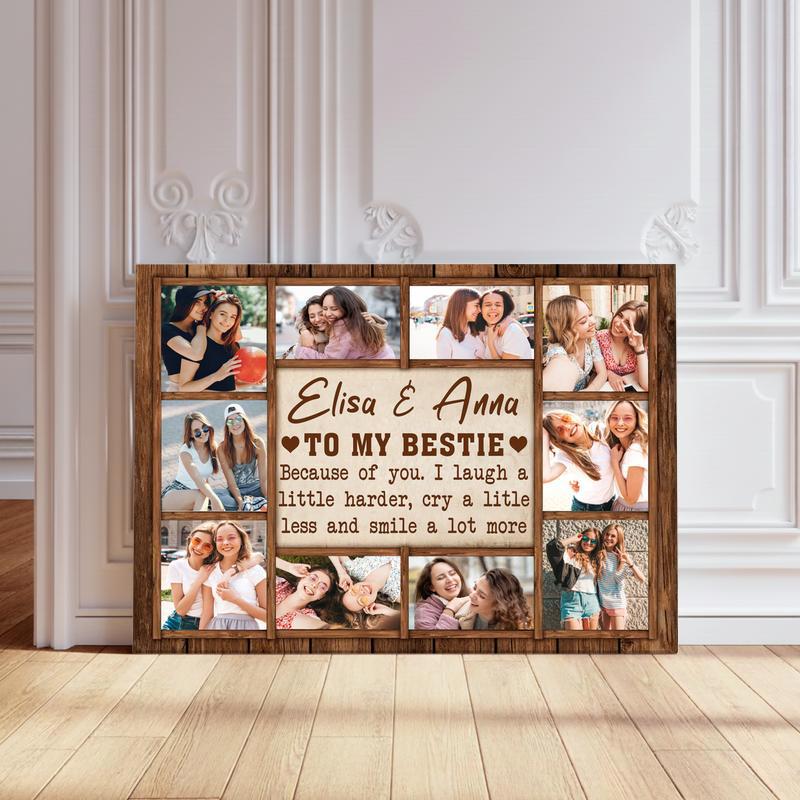 Best Friend Custom Photo Collage Canvas - Bestie Birthday Gifts - Personalize Wall Art