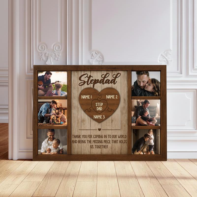 Bonus Dad Love - Personalized Kids Name Puzzle Canvas - Personalize Wall Art