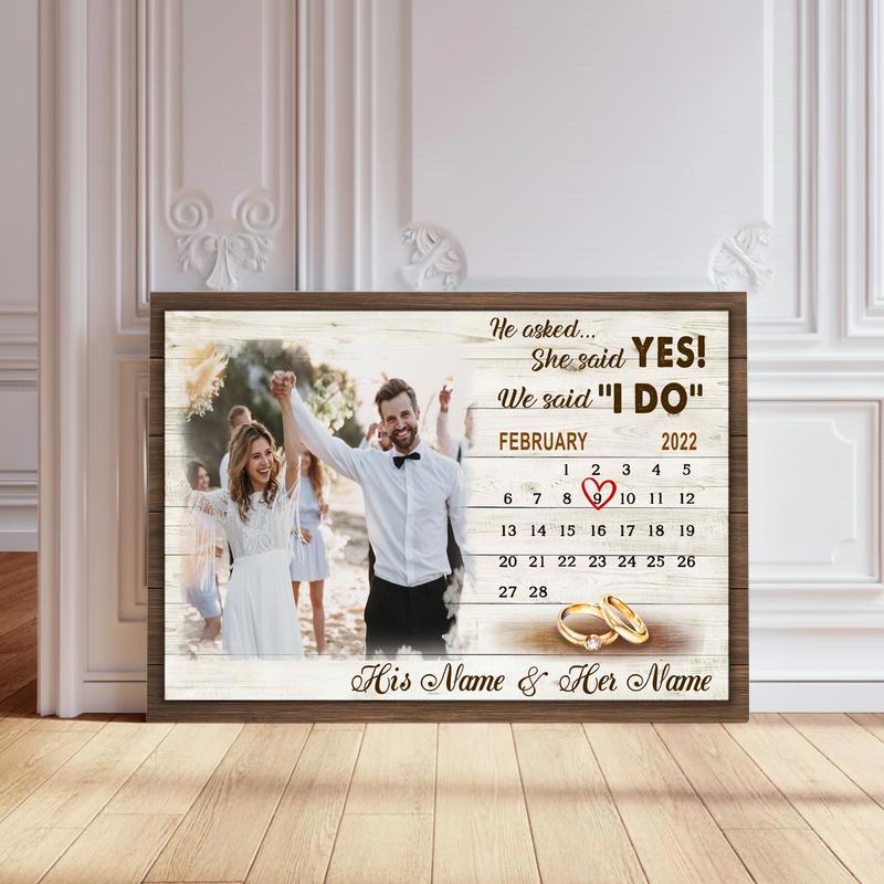 Capture The Moment Personalized Engagement Photo & Date Canvas - Personalize Wall Art
