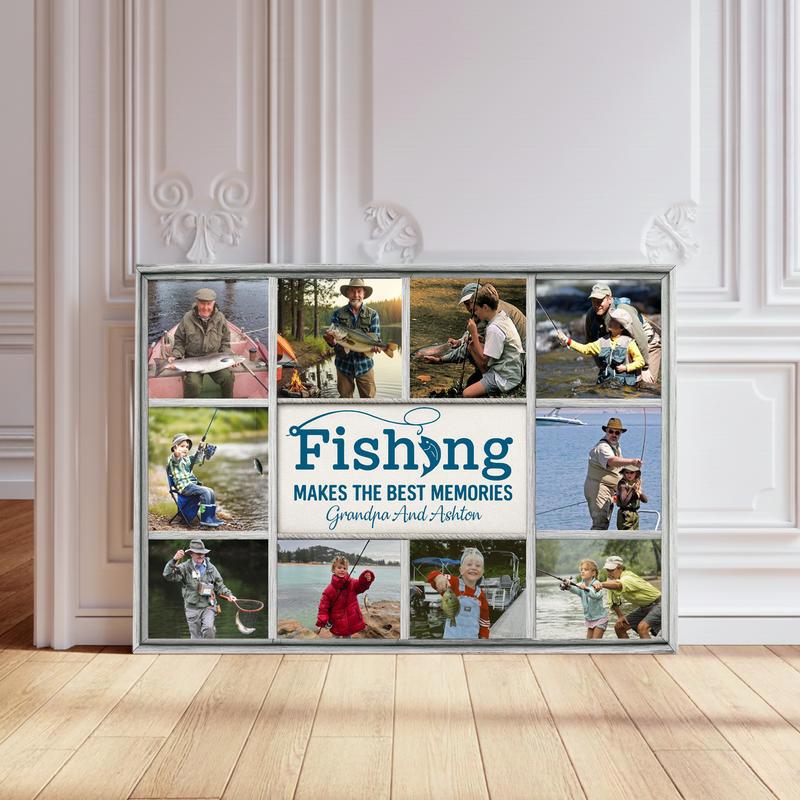 Custom Fishing Makes The Best Memories Photo For Dad Canvas - Personalize Wall Art