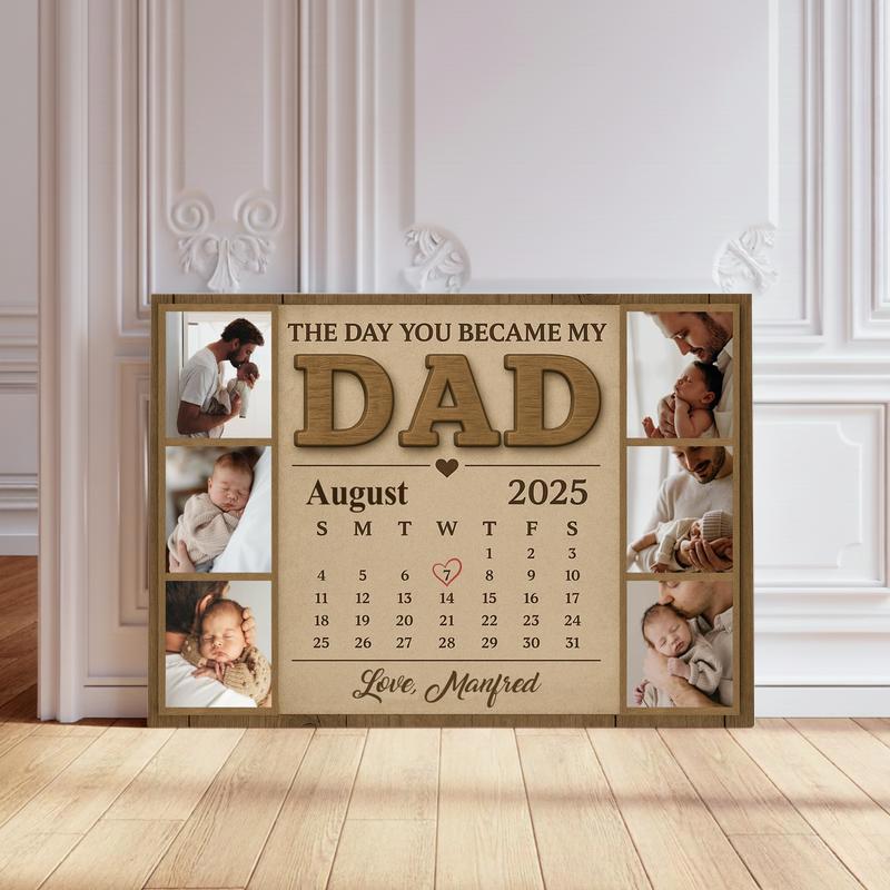 Custom Photo Calendar For New Dad - First Father's Day Canvas - Personalize Wall Art