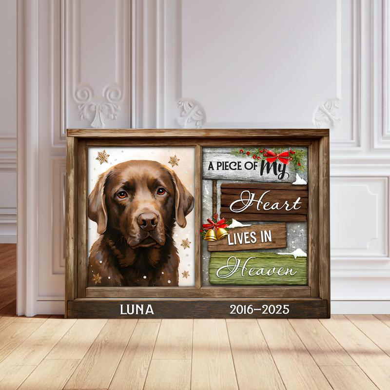 Heart Lives In Heaven - Personalized Pet Loss Remembrance Canvas - Personalize Wall Art