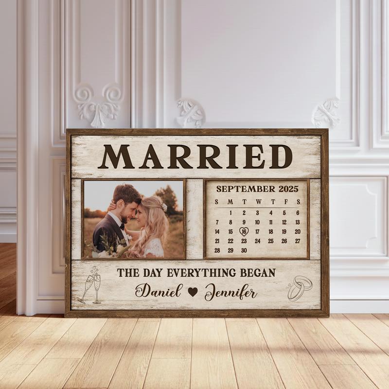 "Our Story Began" Personalized Rustic Wedding Date Canvas - Personalize Wall Art