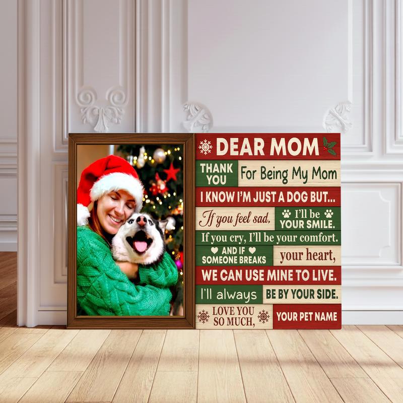 Personalized Photo Keepsake - Dog Mom Christmas Art Canvas - Personalize Wall Art