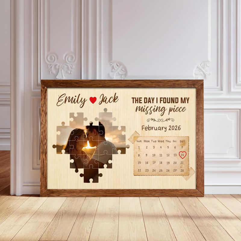 The Day I Found My Missing Piece - Personalized Puzzle Canvas - Personalize Wall Art