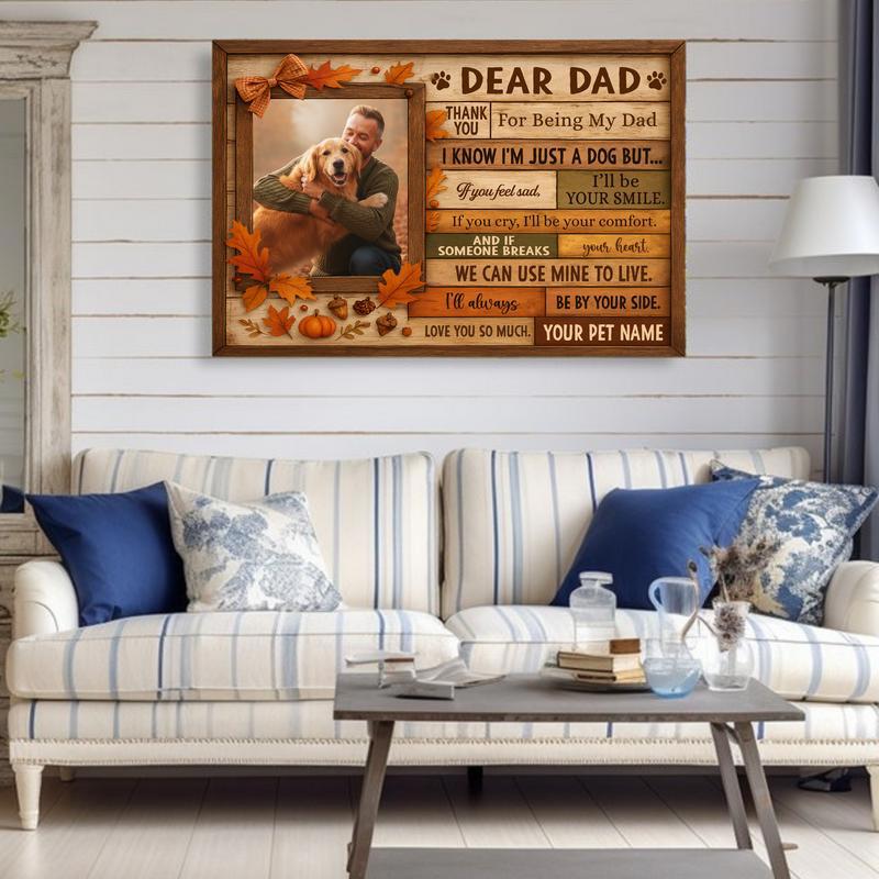 A Dog Dad's Perfect Thanksgiving - Custom Fall Portrait Art Canvas