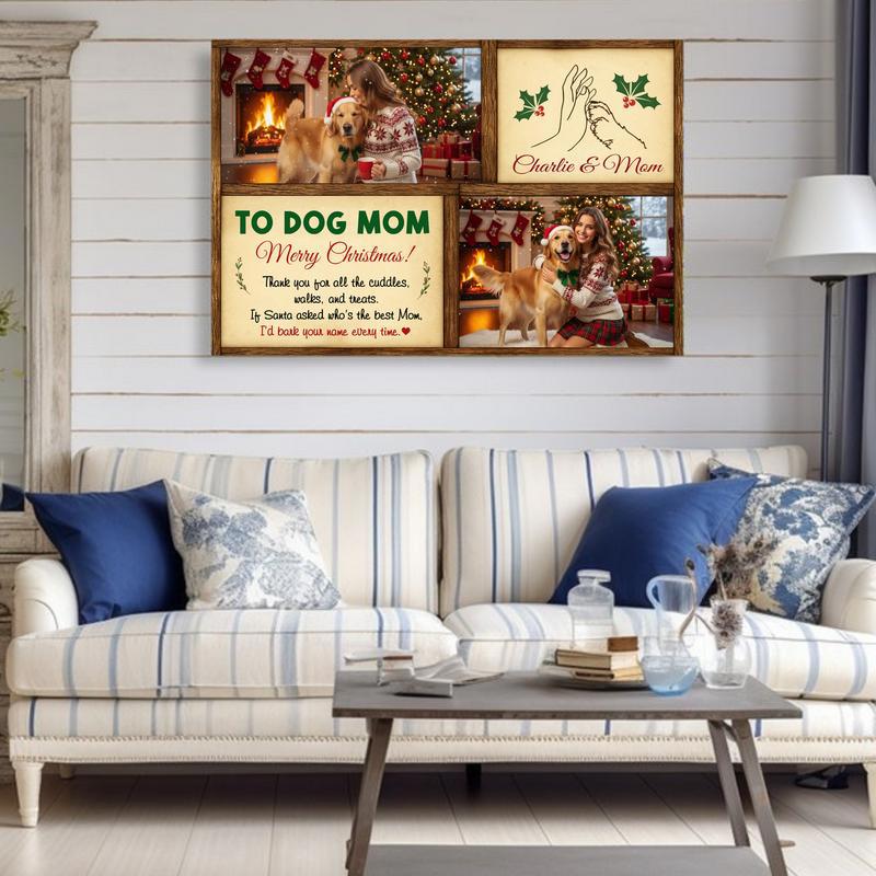 Best Dog Mom Christmas Personalized Photo Keepsake Canvas