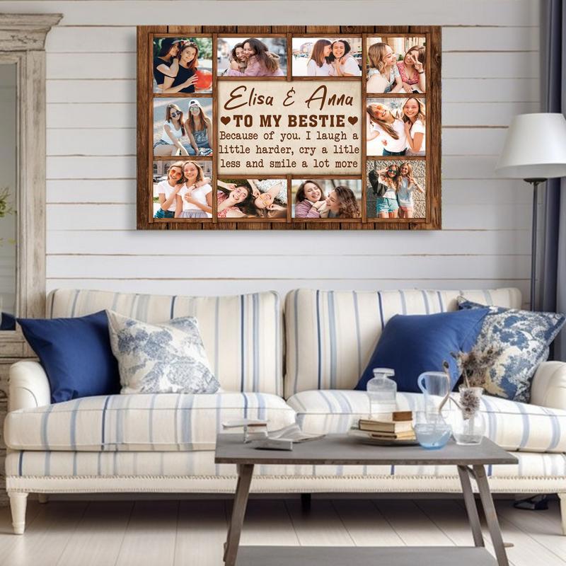 Best Friend Custom Photo Collage Canvas - Bestie Birthday Gifts