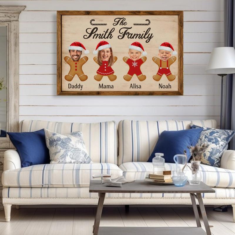 Custom Family Gingerbread Canvas - Adorable Xmas Keepsake Gift