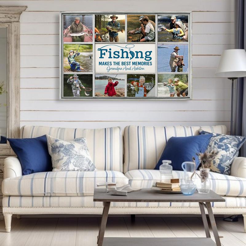 Custom Fishing Makes The Best Memories Photo For Dad Canvas