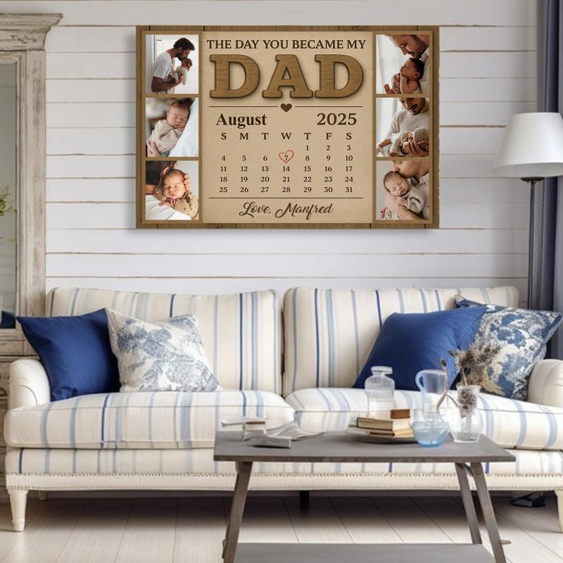 Custom Photo Calendar For New Dad - First Father's Day Canvas