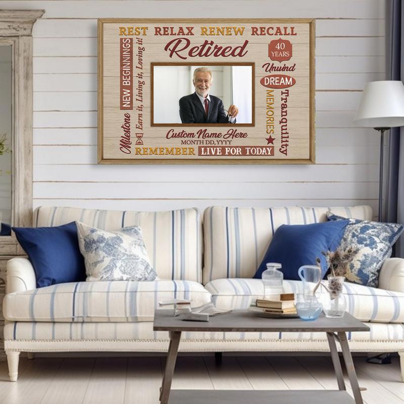 Custom Retirement Photo Canvas - Rustic Happy Gift For Retirees