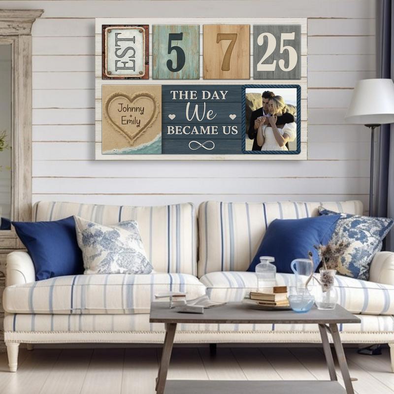 Established Year Photo Keepsake - Custom Couple Milestone Canvas