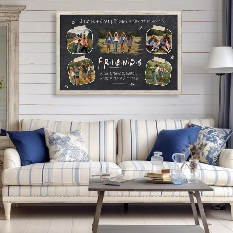 Forever Friends - Rustic Polaroid Collage Personalized Canvas