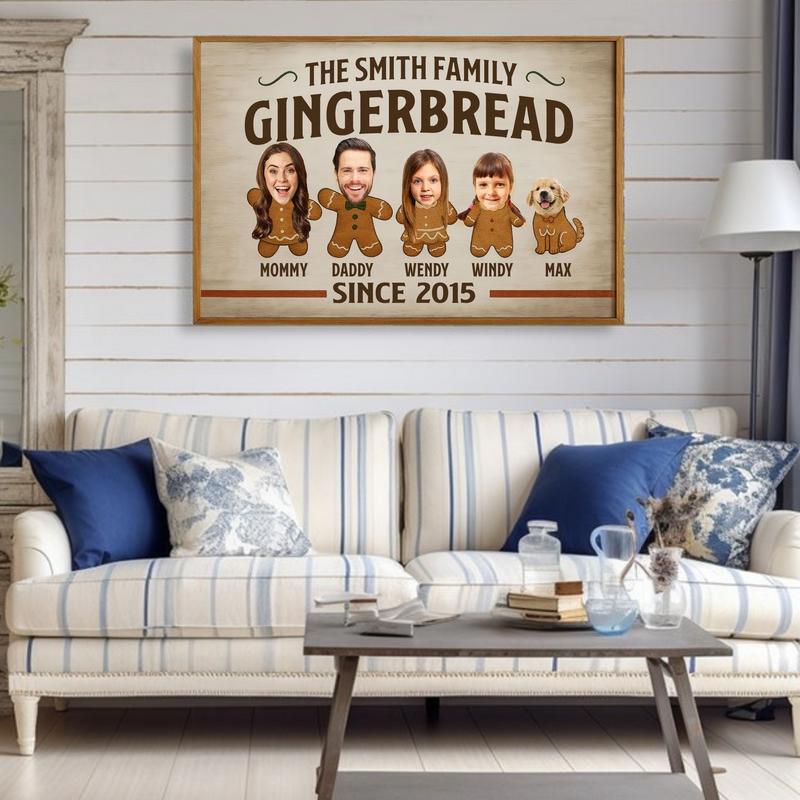 Gingerbread Family Christmas Photo Canvas - Funny Holiday Gift