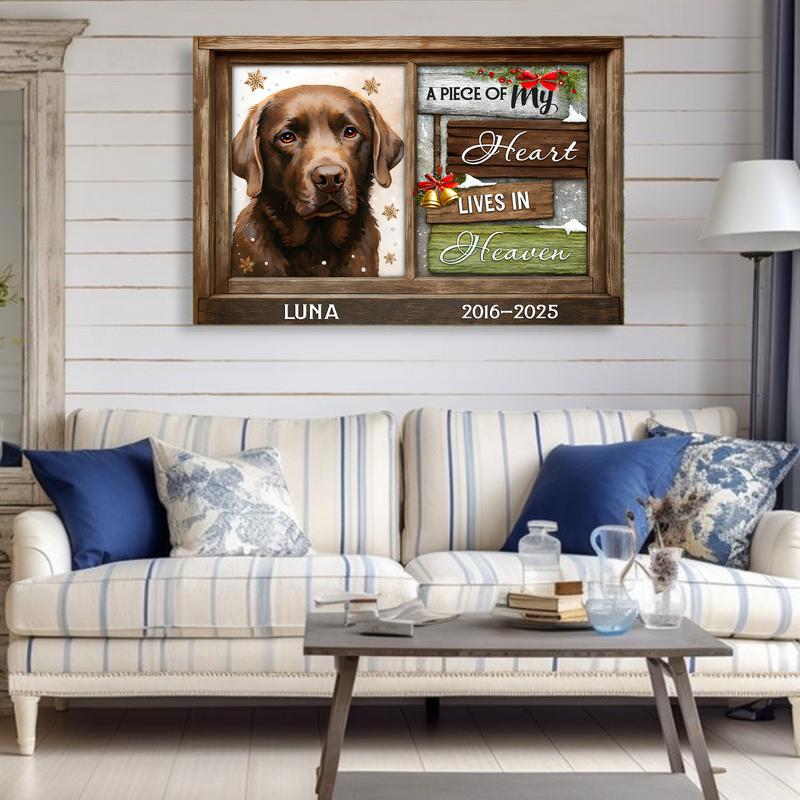 Heart Lives In Heaven - Personalized Pet Loss Remembrance Canvas