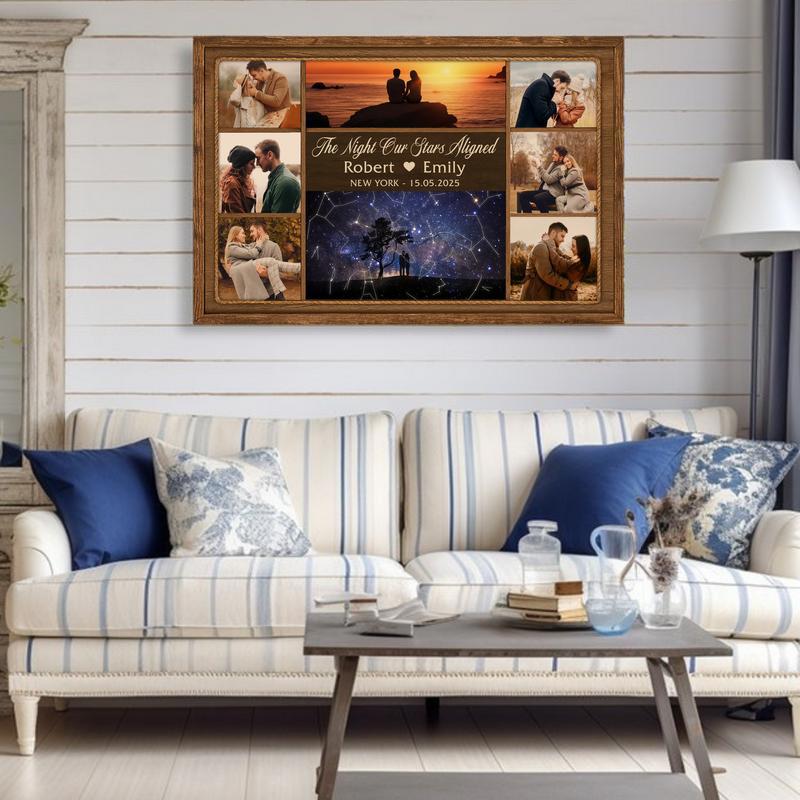 Star Map & Photo Collage Canvas - Anniversary Night Sky Gift