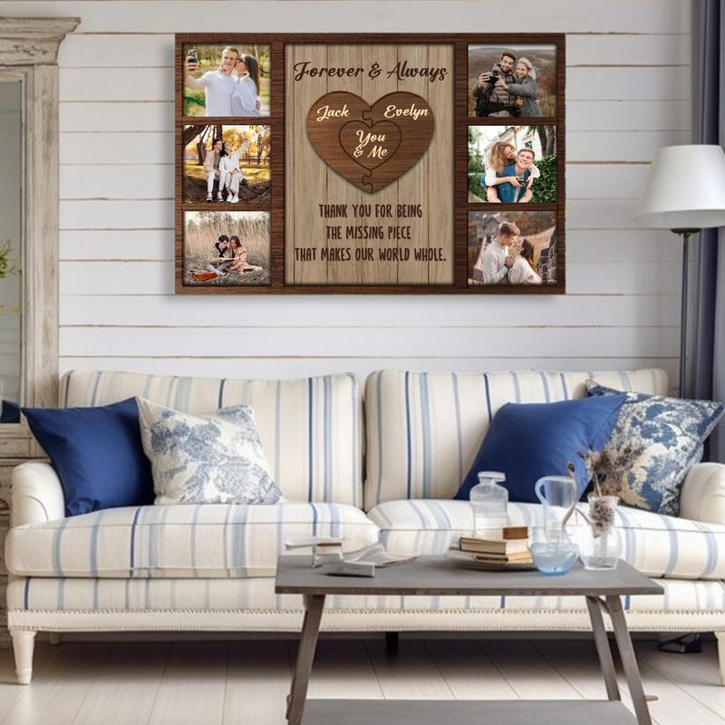 Valentine Gift - Personalized Couple Puzzle Photo Collage Canvas