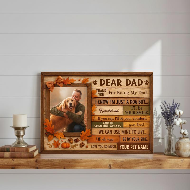 A Dog Dad's Perfect Thanksgiving - Custom Fall Portrait Art Canvas