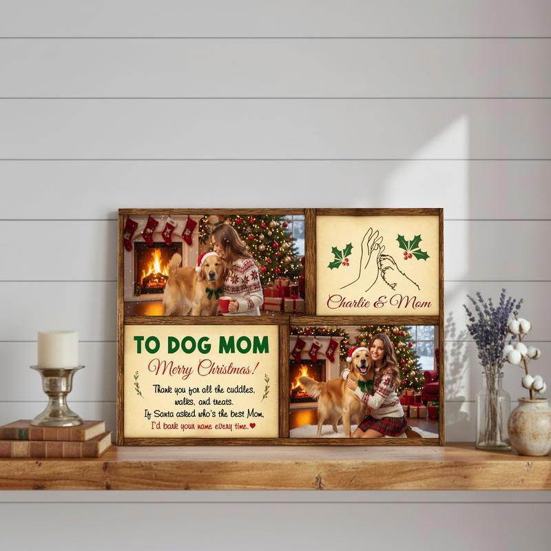 Best Dog Mom Christmas Personalized Photo Keepsake Canvas