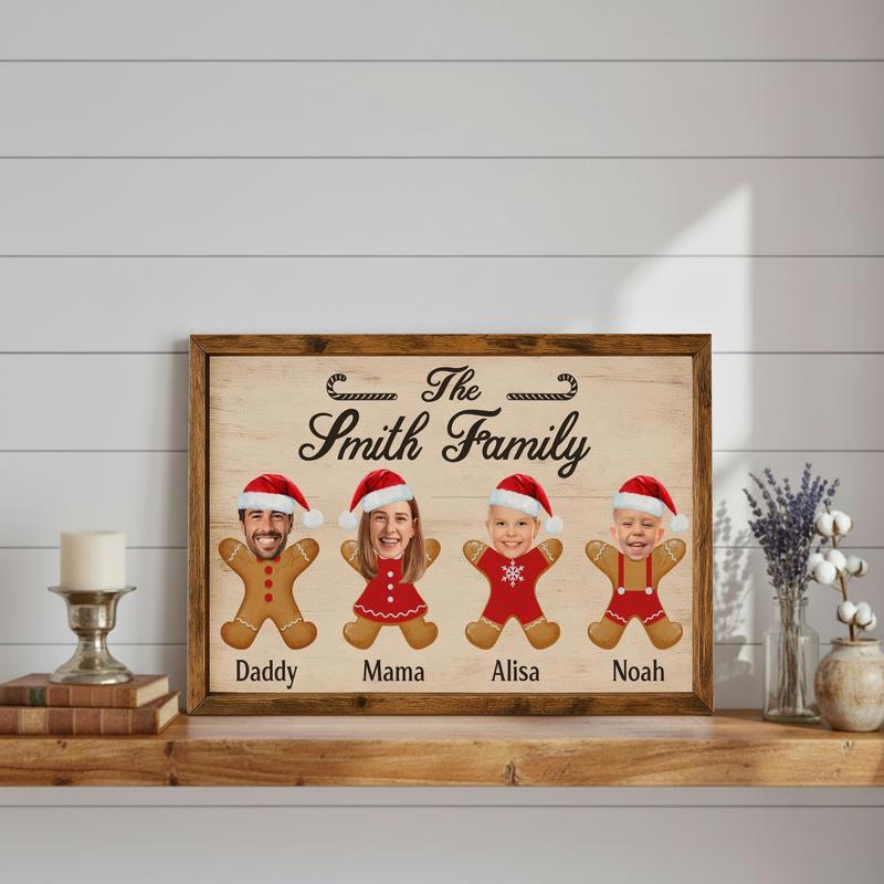 Custom Family Gingerbread Canvas - Adorable Xmas Keepsake Gift