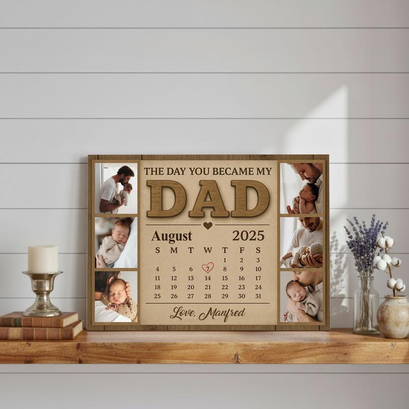 Custom Photo Calendar For New Dad - First Father's Day Canvas