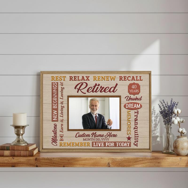 Custom Retirement Photo Canvas - Rustic Happy Gift For Retirees