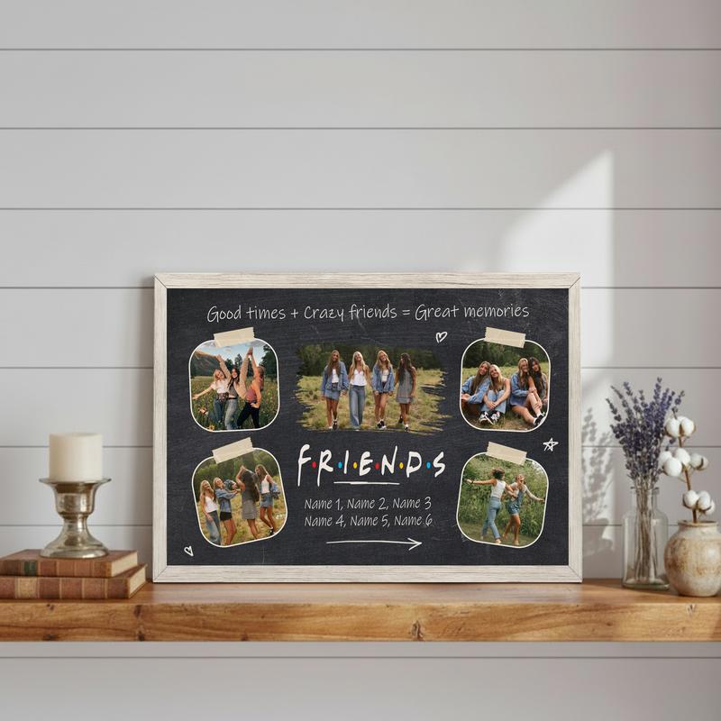 Forever Friends - Rustic Polaroid Collage Personalized Canvas