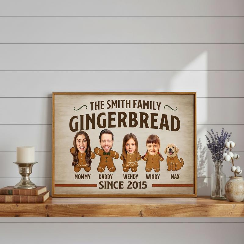 Gingerbread Family Christmas Photo Canvas - Funny Holiday Gift