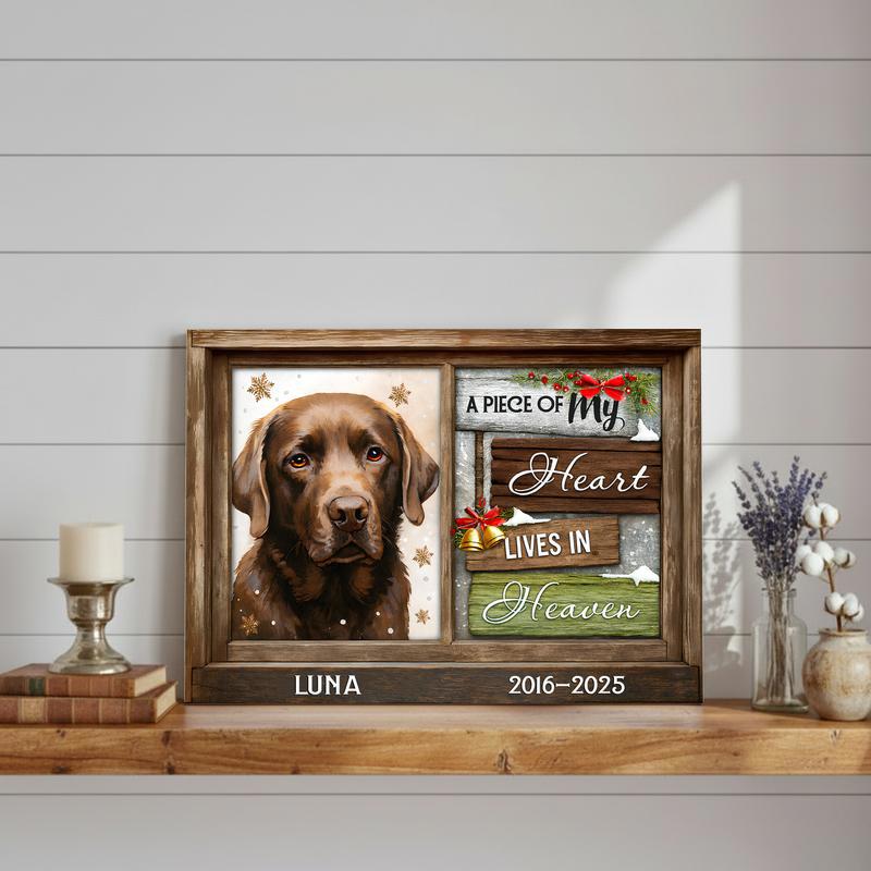 Heart Lives In Heaven - Personalized Pet Loss Remembrance Canvas