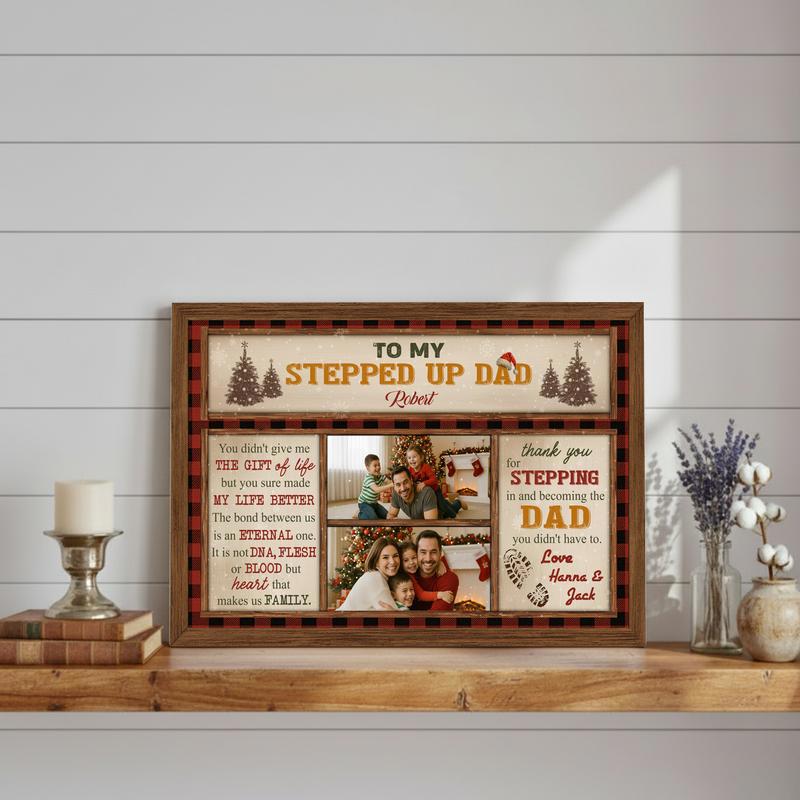Love You Stepped-Up Dad Personalized Christmas Portrait Canvas