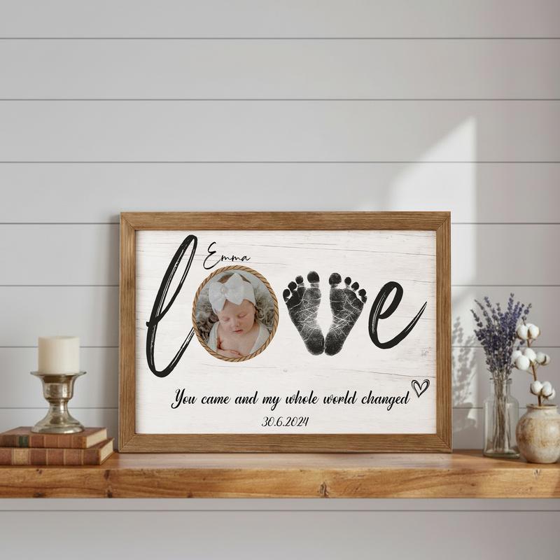 Newborn Footprint Canvas - Custom Birth Stats Nursery Keepsake