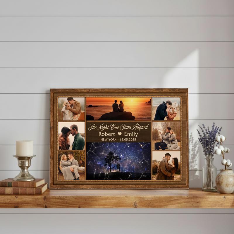 Star Map & Photo Collage Canvas - Anniversary Night Sky Gift